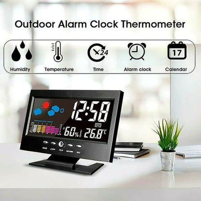 🔥Sale 44%🔥Digital LED Temperature Humidity Monitor Weather Forecast LED Table Alarm Clock