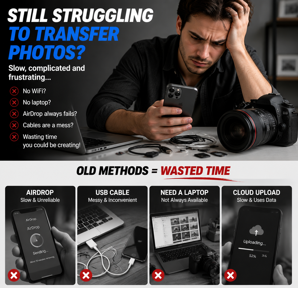 5-in-1 SD Card Reader for iPhone & USB-C – Fast Photo & Video Transfer Adapter