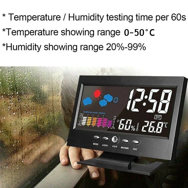 🔥Sale 44%🔥Digital LED Temperature Humidity Monitor Weather Forecast LED Table Alarm Clock
