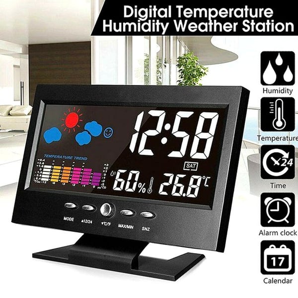 🔥Sale 44%🔥Digital LED Temperature Humidity Monitor Weather Forecast LED Table Alarm Clock
