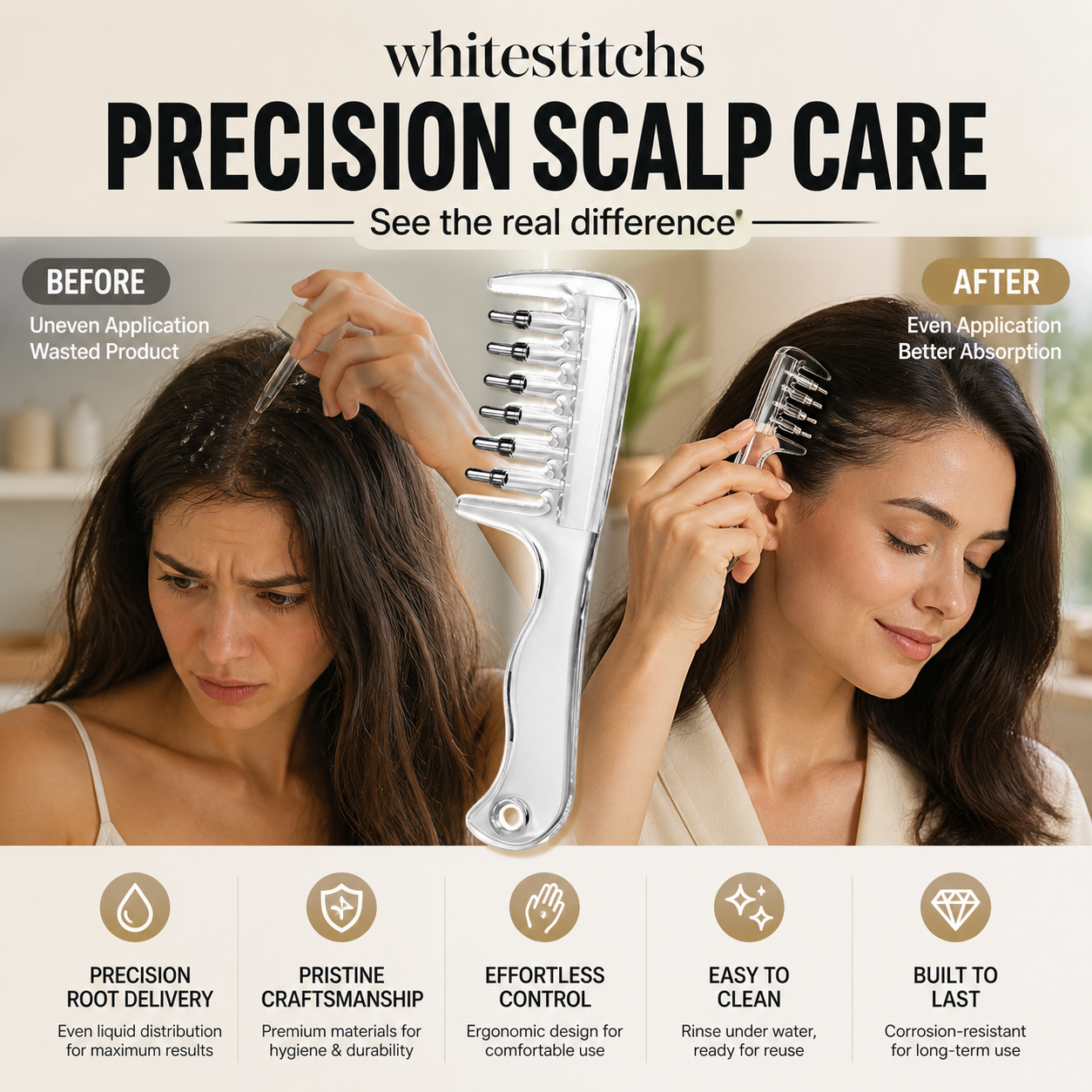 ⏰Transparent Hair Oil Applicator Comb