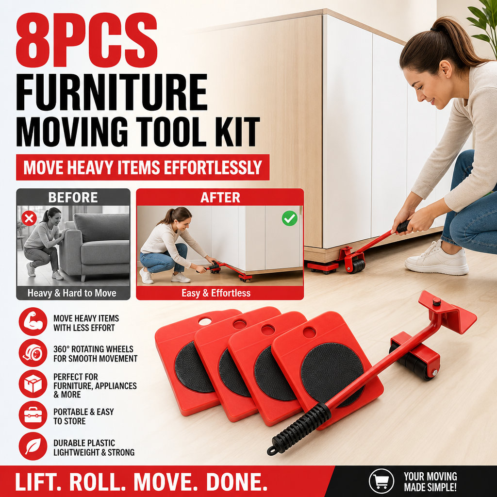 Furniture Moving System – lift & slide up to 800 lbs, 360° rotation, floor-friendly pads. Move heavy furniture easily by yourself!