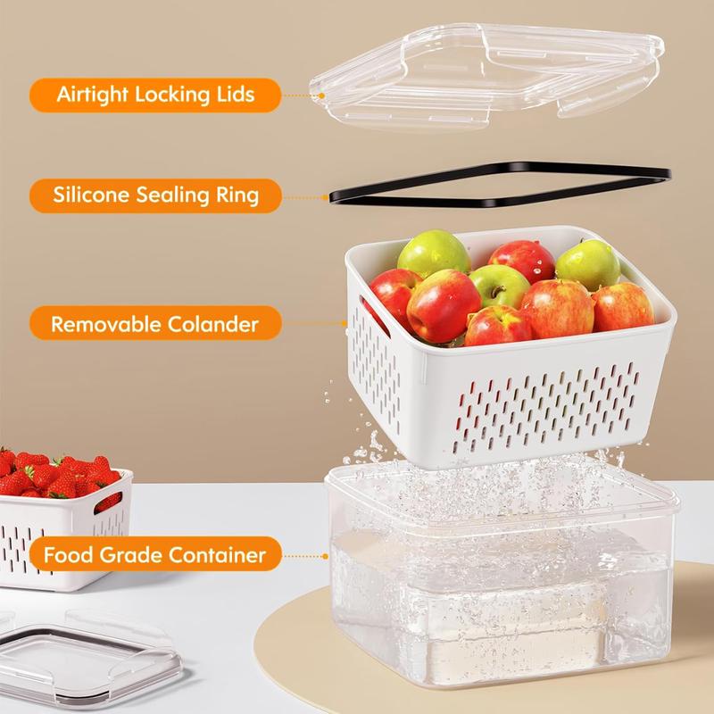 🍓✨ 3-PC Fruit Container Set – Removable Colander, Leak-Proof & Stackable