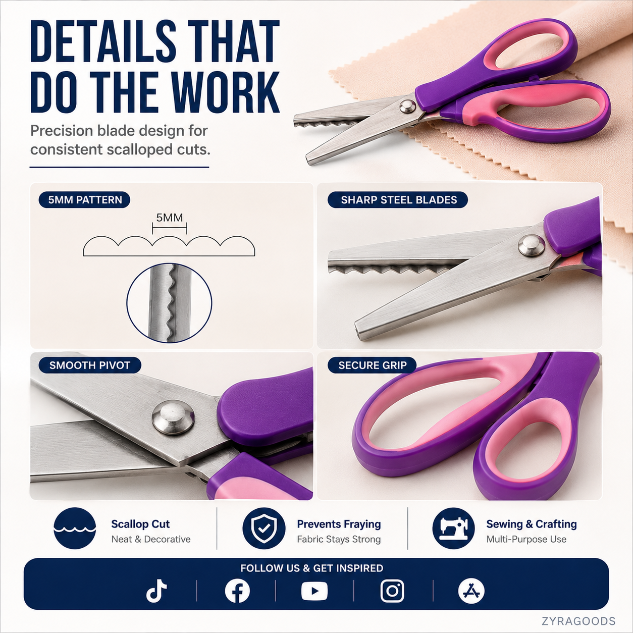 ✂️Multipurpose Pinking Shears Serrated Scissors
