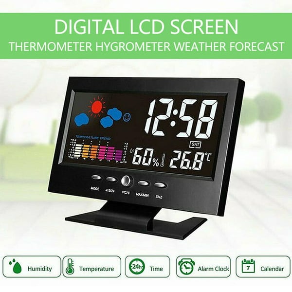 🔥Sale 44%🔥Digital LED Temperature Humidity Monitor Weather Forecast LED Table Alarm Clock