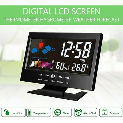 🔥Sale 44%🔥Digital LED Temperature Humidity Monitor Weather Forecast LED Table Alarm Clock