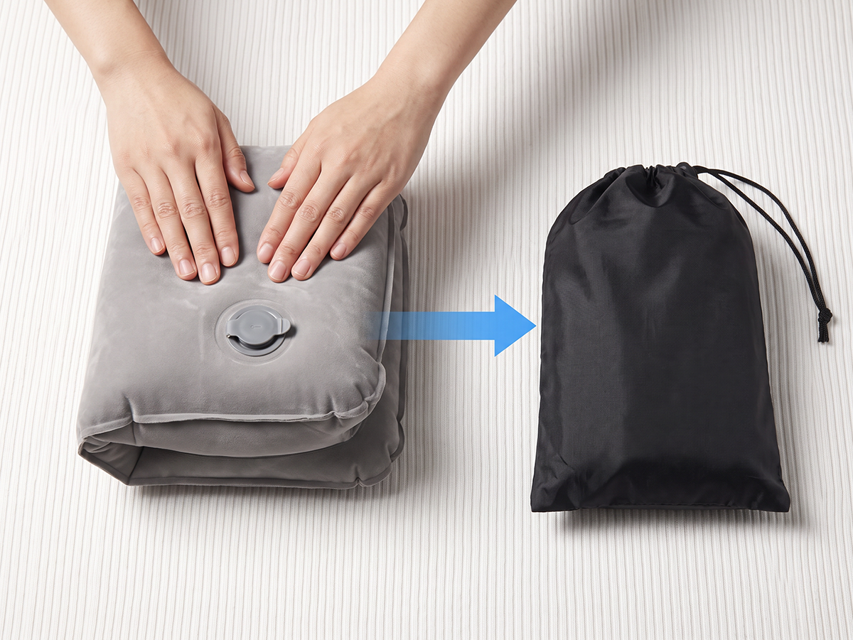 Deflate and store the travel pillow