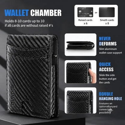 ✨AirTag Wallet for Men - with Pop Up Aluminum Case Money Clip Slim Leather Slots Credit Card Holder RFID Blocking Bifold Minimalist Wallet