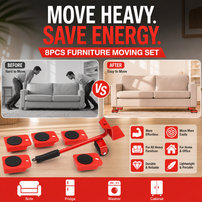 Furniture Moving System – lift & slide up to 800 lbs, 360° rotation, floor-friendly pads. Move heavy furniture easily by yourself!