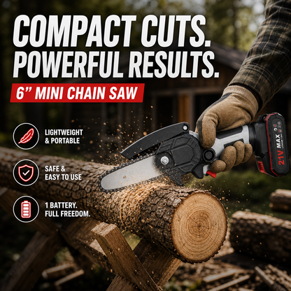 6-inch Cordless Mini Chainsaw with 2 Batteries