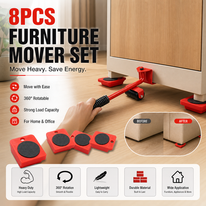 Furniture Moving System – lift & slide up to 800 lbs, 360° rotation, floor-friendly pads. Move heavy furniture easily by yourself!
