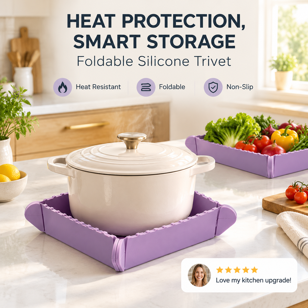 Magnetic Silicone Trivet — Foldable Pot Mat & Mini Tray