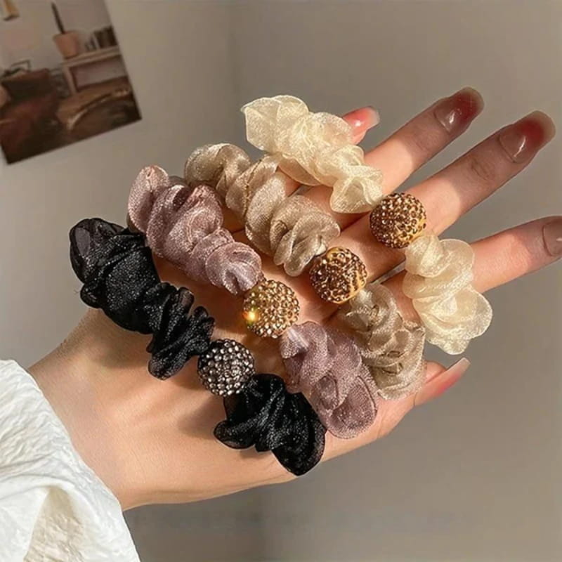 💕Elegant Rhinestone Mesh Hair Ties ✨