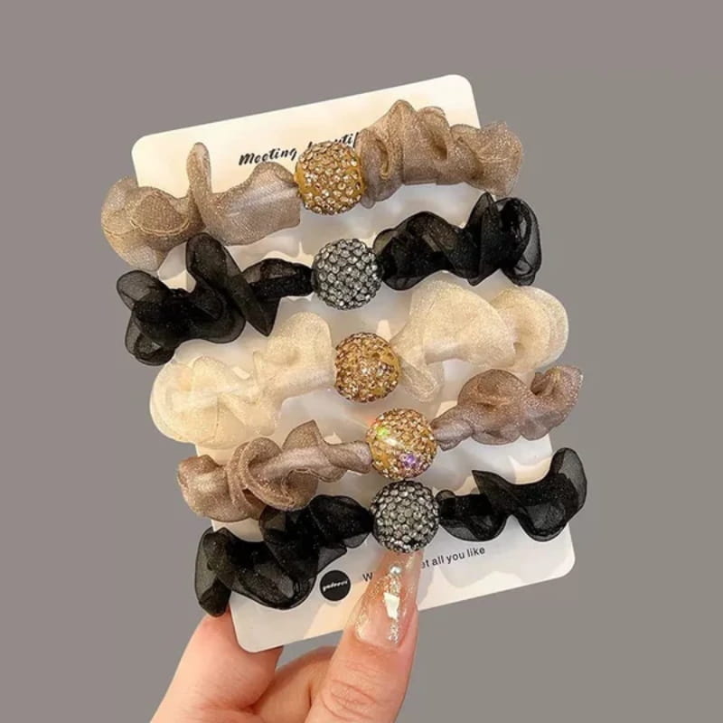 💕Elegant Rhinestone Mesh Hair Ties ✨
