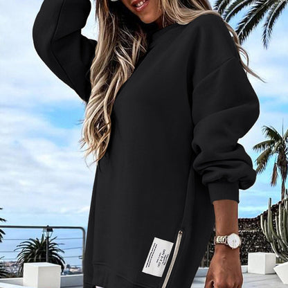 🔥Hot Promotion 49% OFF🔥Casual Long Sleeve Zipper Slit Oversized Sweatshirt