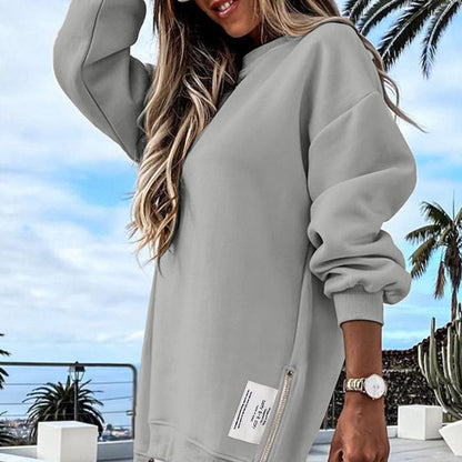 🔥Hot Promotion 49% OFF🔥Casual Long Sleeve Zipper Slit Oversized Sweatshirt