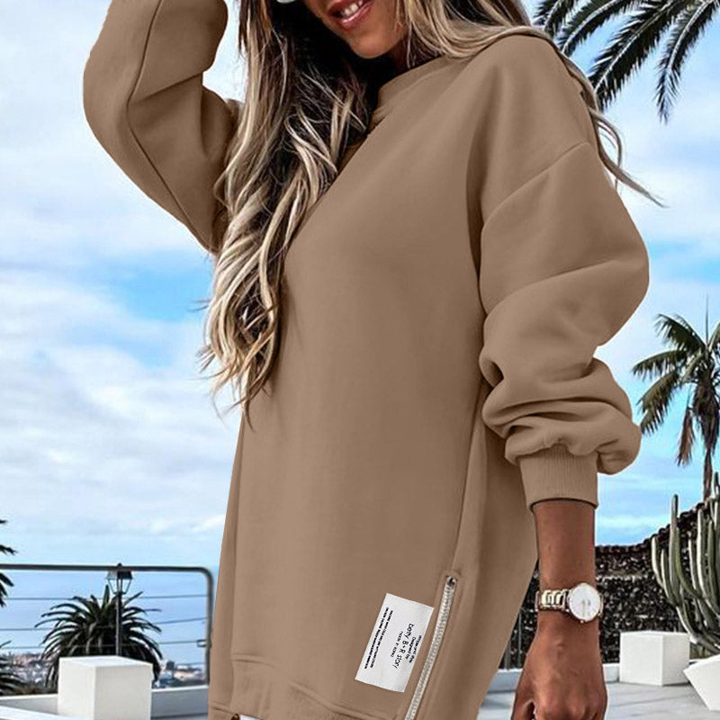 🔥Hot Promotion 49% OFF🔥Casual Long Sleeve Zipper Slit Oversized Sweatshirt