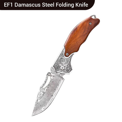 Multi-Functional Sharp Camping Damascus Folding Knife