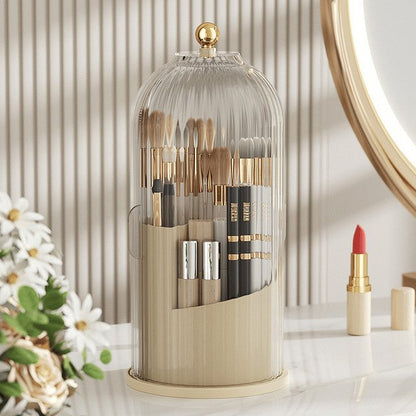 360° Rotating Toothbrush Holder with Lid, Dustproof Toothbrush & Toothpaste Storage Rack, Bathroom Organiser for Vanity Counter, Family Bathroom Accessory