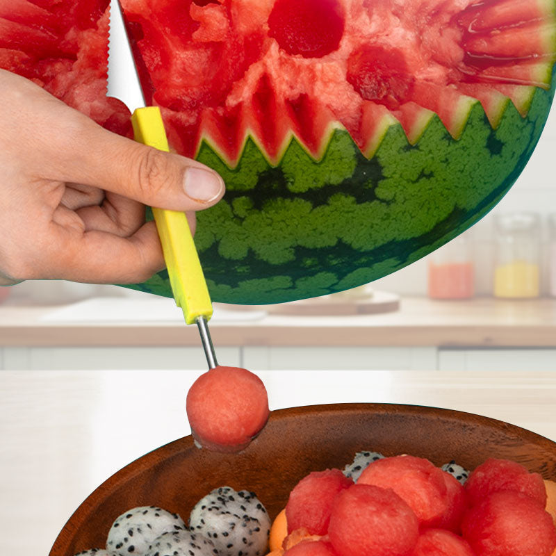 🍉3-in-1 Stainless Steel Melon Baller Scoop Tool Kit