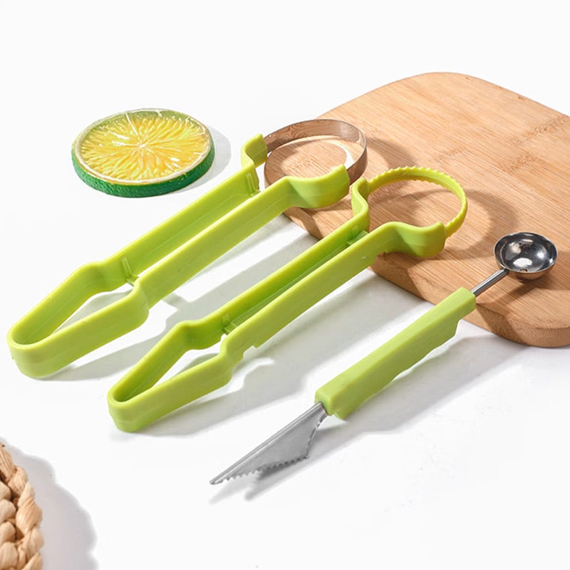 🍉3-in-1 Stainless Steel Melon Baller Scoop Tool Kit