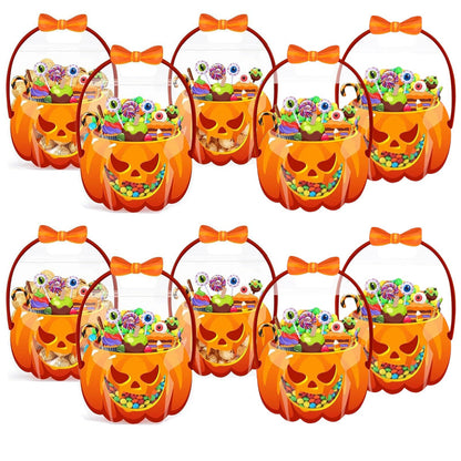 🎃Halloween Plastic Goodie Bags, Trick or Treat Candy Bags, Cauldron, Skeleton, Black Cat, Skull, Pumpkin Pattern Treat Bags, Halloween Party Favor Snack Storage Bags for Classroom, Birthday, Students, Teachers, Neighbors