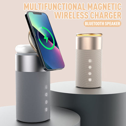 Multifunctional Magnetic Wireless Charger with Bluetooth Speaker