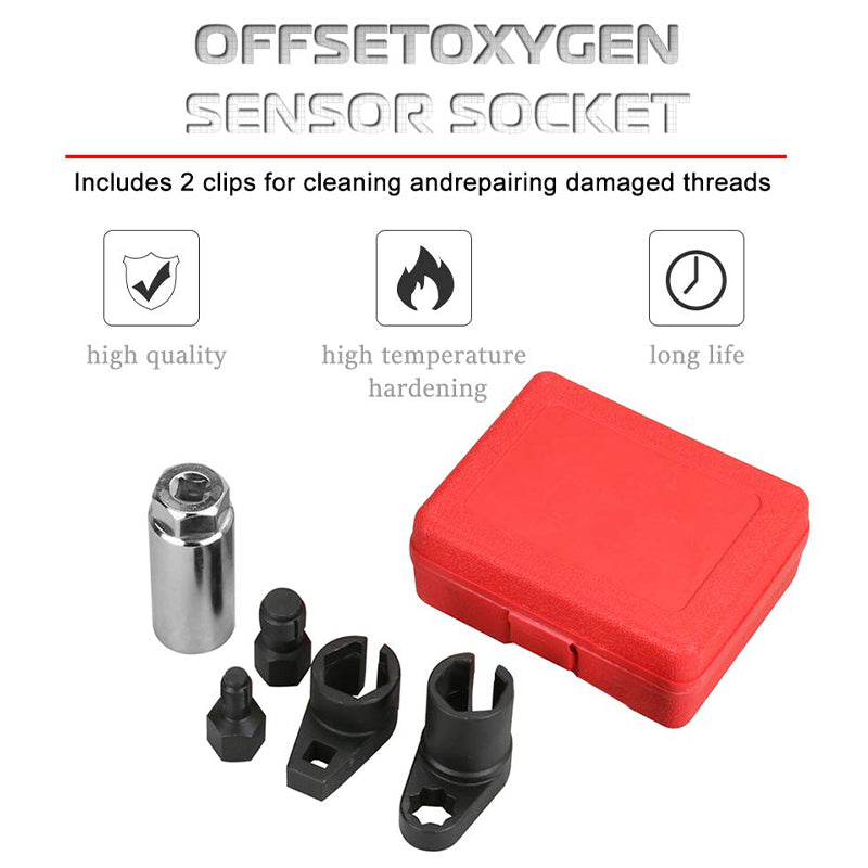 📢📢50% OFF! ⏳ Automotive O₂ Sensor Offset Socket & Thread Chaser 5-Piece Set – CR-V Steel, Side Cutout Design & Universal Fit for Fast, Safe Repairs! 🔧🚗