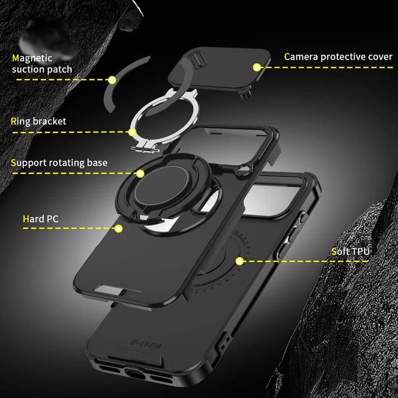 Magnetic Phone Case with Ring Stand For iPhone