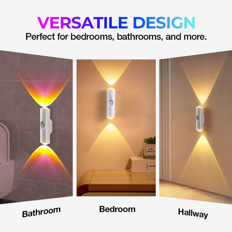 Smart LED Motion Sensor Night Light, Dimmable RGB Color Changing Wall Lamp, USB Rechargeable Gradient Magnetic Stick-on Ambient Light for Bedroom, Hallway, Entryway Home Lighting Decor Accessories
