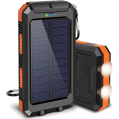 ⚡Portable Solar Power Bank, Solar Powered Charger with Dual LED Flashlights, Power Bank for Travel, Camping