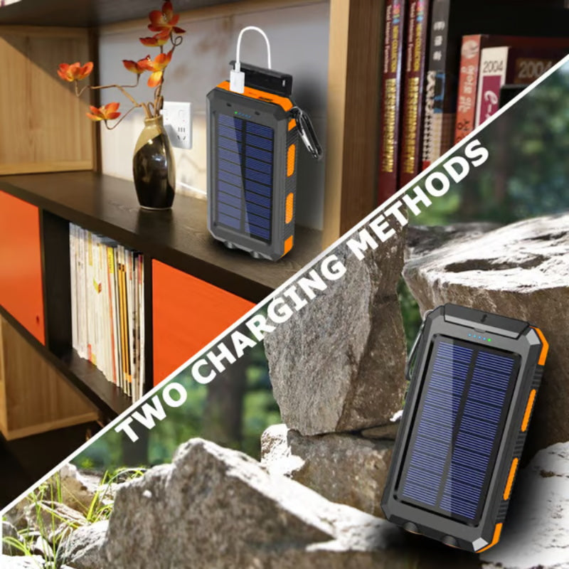 ⚡Portable Solar Power Bank, Solar Powered Charger with Dual LED Flashlights, Power Bank for Travel, Camping