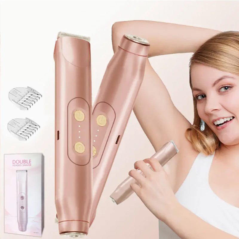 ✨🪒Electric Shaver and Razor Rechargeable 2-in-1 Body and Facial Epilator, Dual Heads for Painless Trimming of Pubic Hair, Face, Underarms and Legs, IPX7 Waterproof