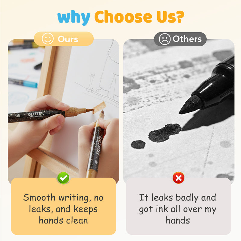 Glitter Brush Markers – dual-tip design, shimmering ink makes cards & crafts sparkle