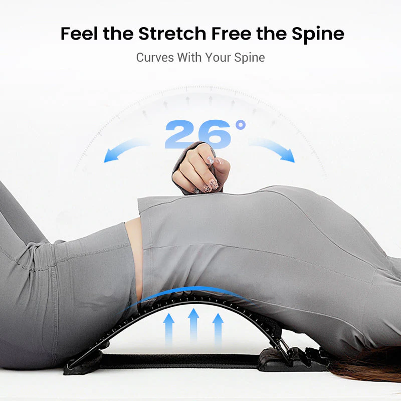 🩹 50% OFF FLASH SALE ! ⚡ Lumbar Stretcher – Ergonomic Spine Support, Adjustable Stretching Levels, Lightweight & Portable 🪑