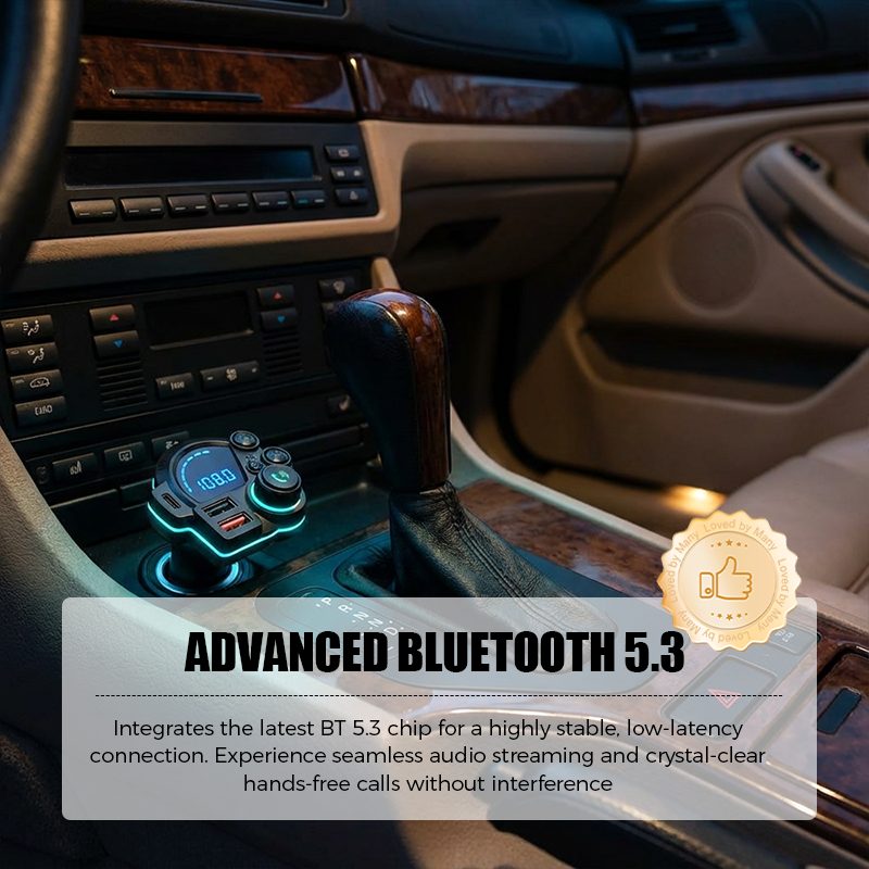 Universal Dual-Port Car FM Bluetooth Transmitter – Wireless Music, Hands-Free Calling & Dual USB Charger