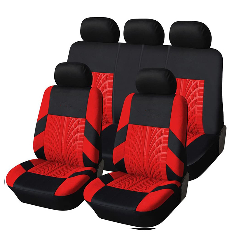 Car Seat Covers for 5 Seats Universal, Fabric Breathable Car Front & Rear Seat Protectors, Airbag Compatible, Full Protection, Fits Most Cars Trucks Vans SUVs, Red Gray Black Blue Seat Covers