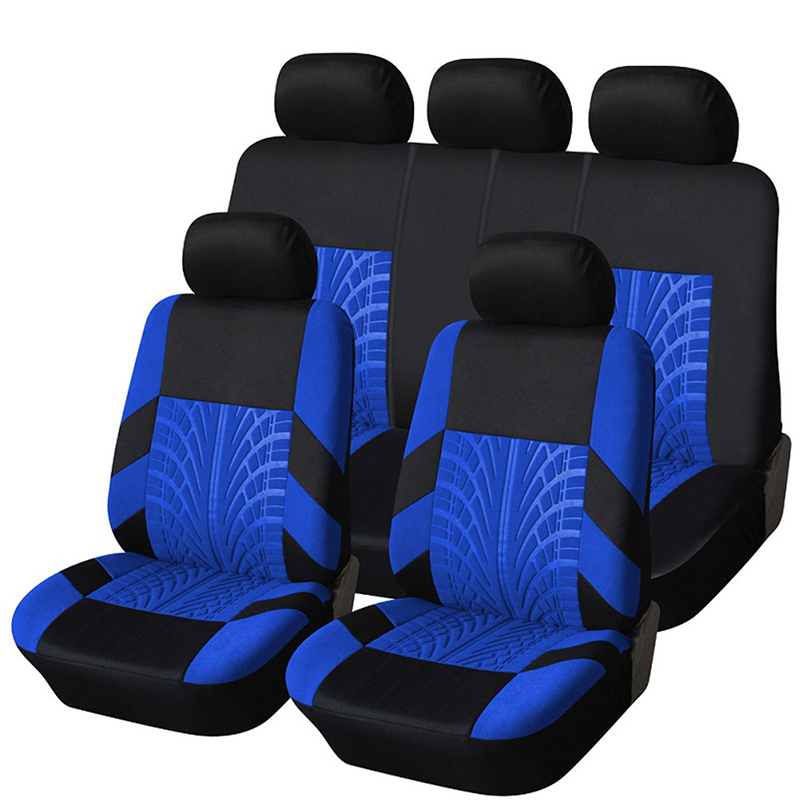 Car Seat Covers for 5 Seats Universal, Fabric Breathable Car Front & Rear Seat Protectors, Airbag Compatible, Full Protection, Fits Most Cars Trucks Vans SUVs, Red Gray Black Blue Seat Covers