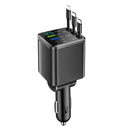 🔋📱Fast Charging 7-in-1 Retractable Fast Car Charger with Voltage Display – USB-C For Android&Lighting For APPLE
