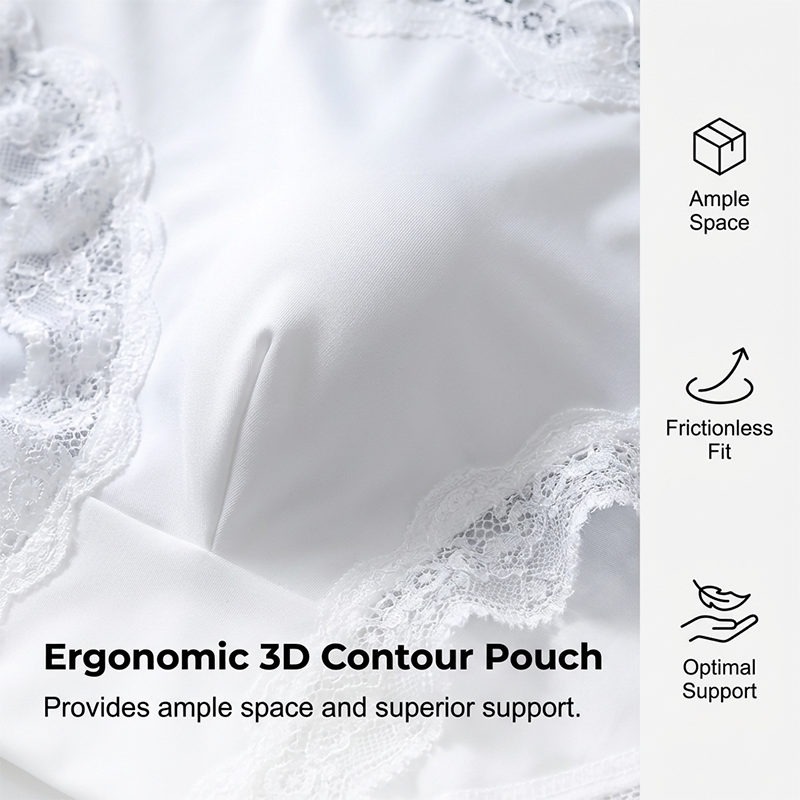 Men's sexy lace briefs with 3D breathable pouch