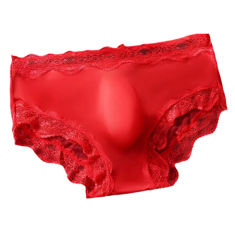 Men's sexy lace briefs with 3D breathable pouch