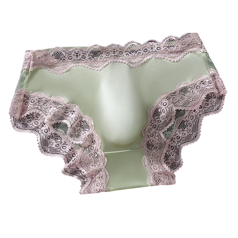 Men's sexy lace briefs with 3D breathable pouch
