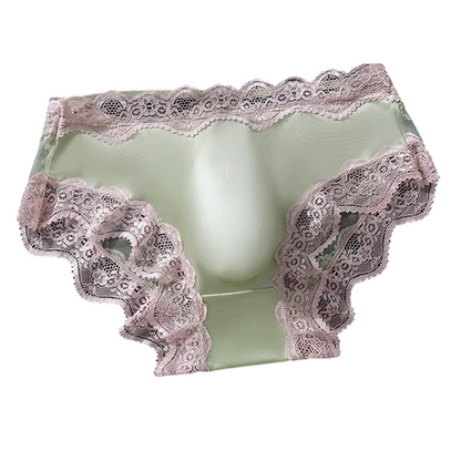 Men's sexy lace briefs with 3D breathable pouch