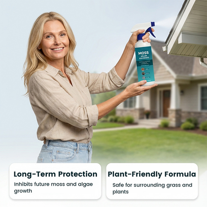 🥳2026 HOT SALE🥳💞50K+ SOLD!🧴🌿 50% OFF! Multi‑Surface Moss Remover – Spray & walk away. Fast action, plant‑safe formula. Works on asphalt, tile & metal. Save your back, save your roof. No more green slime! ✅💚