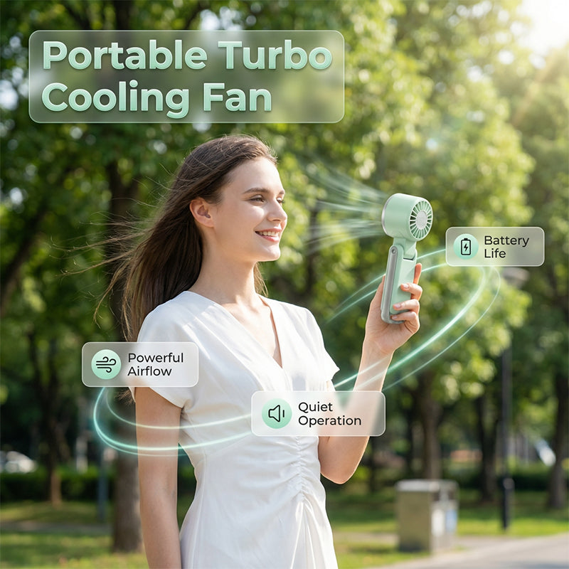 Foldable Turbo Handheld Fan with LED Display