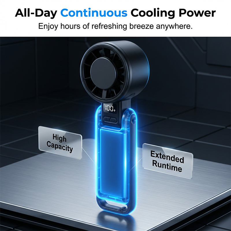 Foldable Turbo Handheld Fan with LED Display