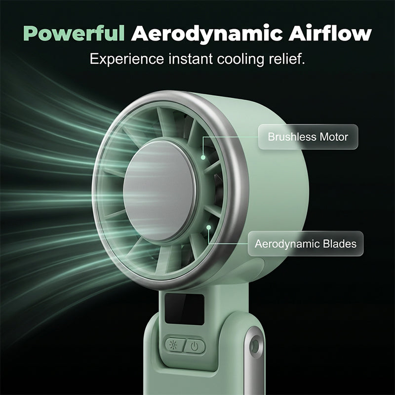 Foldable Turbo Handheld Fan with LED Display