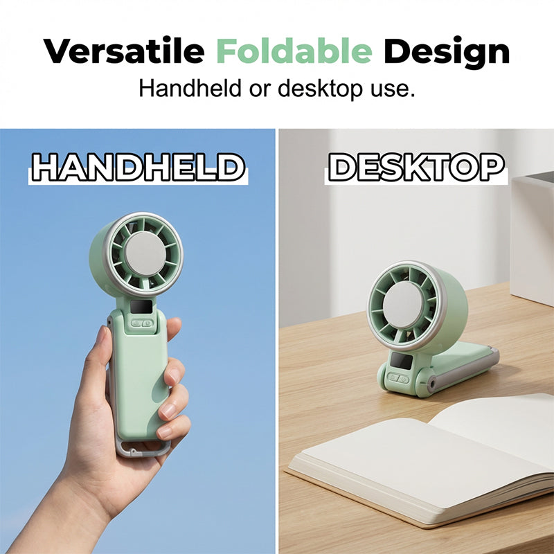 Foldable Turbo Handheld Fan with LED Display