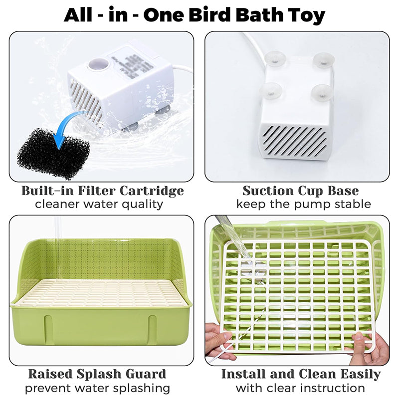Automatic Parakeet Bird Bath with Pump