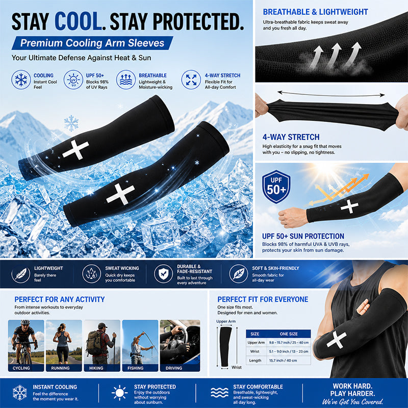 Cooling Arm Sleeves for UV Sun Protection